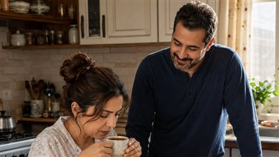 جوزي اللي مبيعرفش يسلق بيضة، صمم النهاردة يحضرلي القهوة بإيده