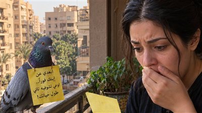 من حوالي تلت شهور بتيجي بيتي حمامه غريبه يوميا وفي رقبتها ورقه مكتوب فيها